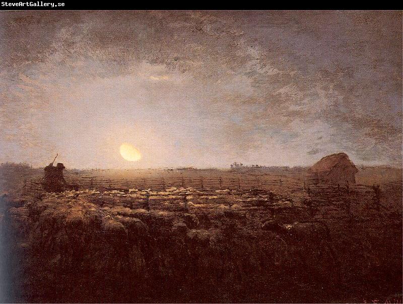 Jean-Franc Millet The Sheep Meadow Moonlight